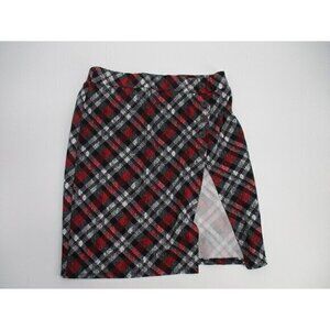 Rouge Collection Womens Skirt 2X Gray Red Pull On Button Preppy Stretchy Plus